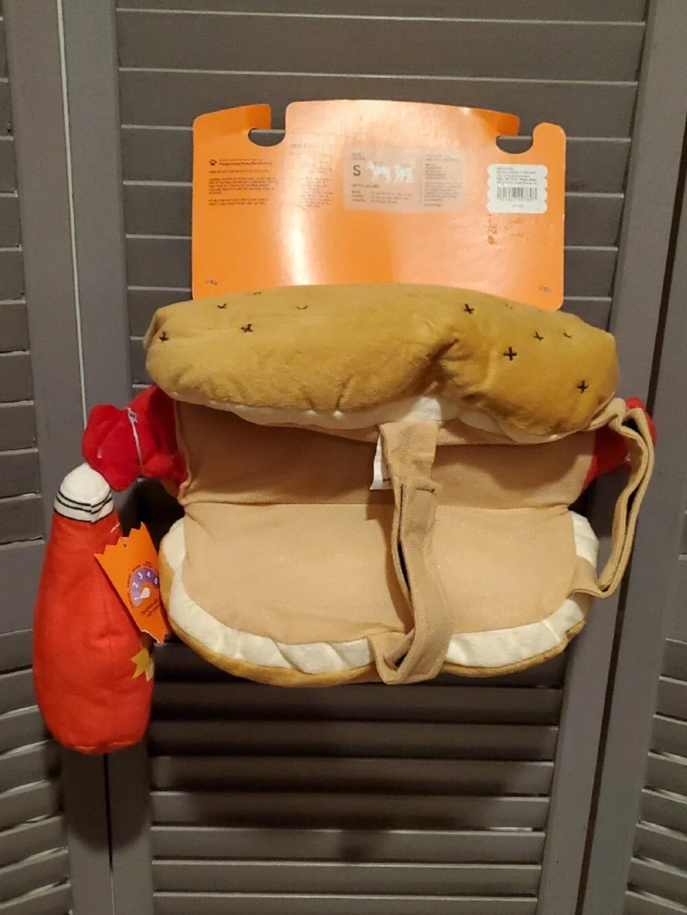 Boots & Barkley Red and Yellow Plush Hot Pet Costume with Ketchup Toy Size S NWT